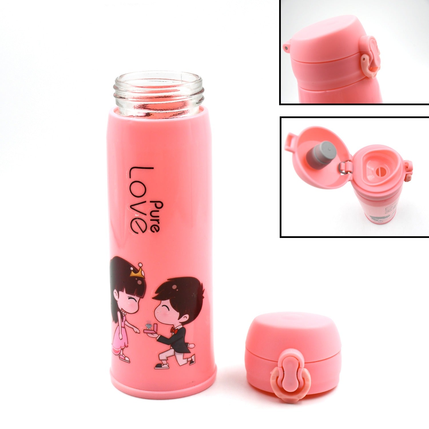 6956 Pure Love outdoor sport water bottle 500ml leak proof BPA-free for travel cold and hot water glass water bottle with daily water intake for gym and children, Fridge, for Home, Office, School (MOQ :- 80 Pc) 6956 Pure Love outdoor sport water bottle 500ml leak proof BPA-free for travel cold and hot water glass water bottle with daily water intake for gym and children, Fridge, for Home, Office, School (MOQ :- 80 Pc)
